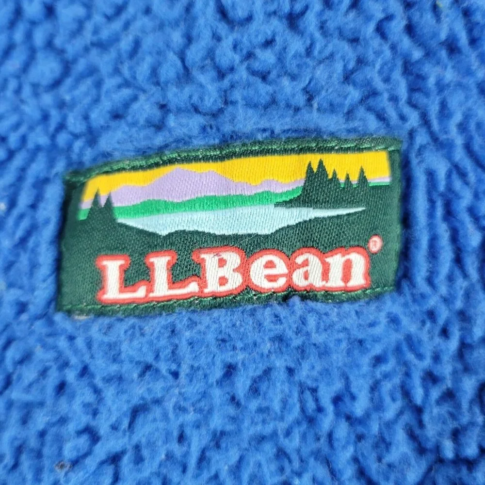 LL Bean Girl's Puffer Jacket Blue Teal Full Zip Reversible Jacket Fleece Pockets